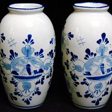 ➷➷大降➷ 80一元起標 *·.珍貴 荷蘭國寶骨瓷.·DELFT Holland【全手工 鈷藍 手繪 花瓶】A29°玩古