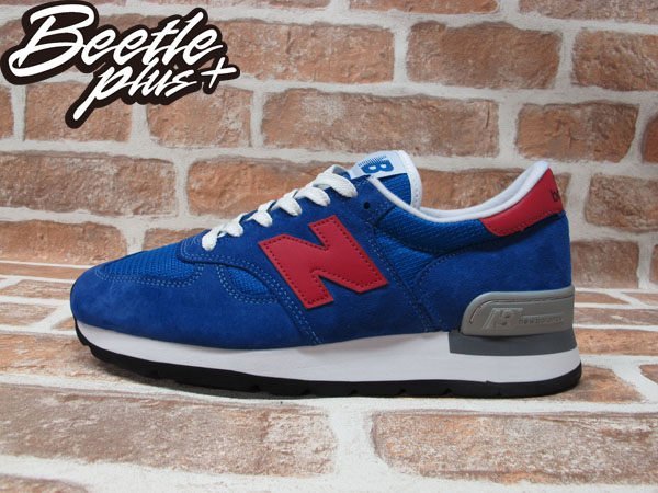 BEETLE PLUS NEW BALANCE 寶藍 紅N 慢跑鞋 麂皮 網面 30週年 英國限量 M990SB 8.5