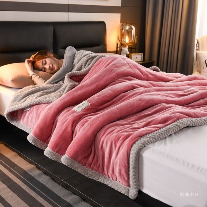 特賣-毛毯 羊絨 被子 毛毯 2021新款高檔三層蓋毯 多功能午睡毯 加厚保暖法蘭絨毯子 珊瑚絨毛毯 被子  保暖雙
