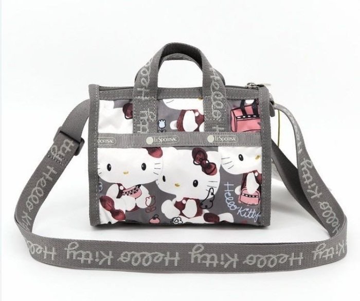 LeSportsac x Kitty 3273 灰色 凱蒂貓聯名系列 小號斜背手提防水兩用包 降落傘防水 限量 小號