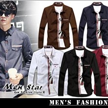 【Men Star】免運費 韓版格紋點綴襯衫 黑色襯衫 白色襯衫 男 女 媲美 BURBERRY Polo Ralph