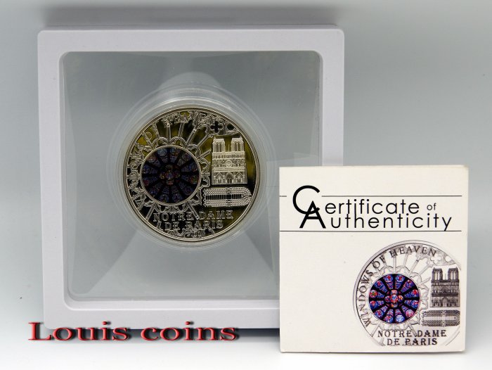 【Louis Coins】F054‧Cook Islands‧2011庫克群島‧巴黎聖母院‧天堂之窗彩繪玻璃紀念銀幣