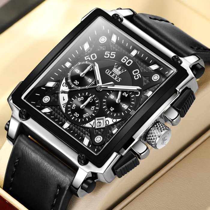 歐利時品牌手錶方形多功能運動型石英錶夜光男士手錶炫酷潮流男錶