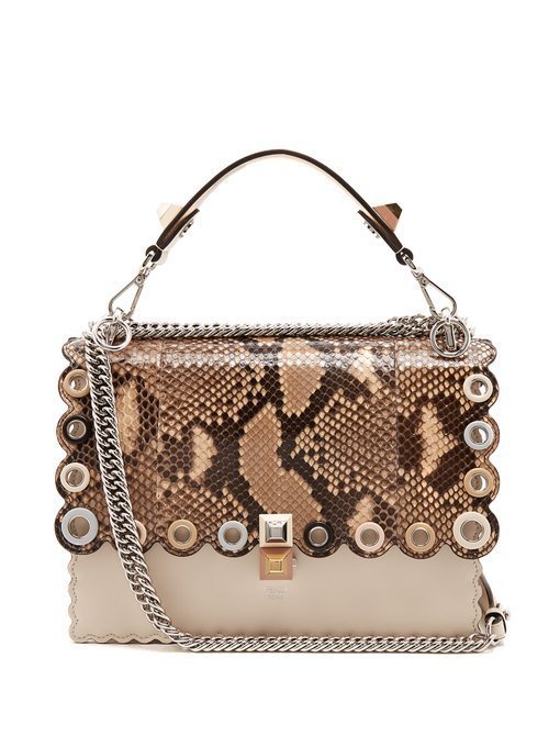 FENDI  Dotcom ribbon-whipstitch leather bag