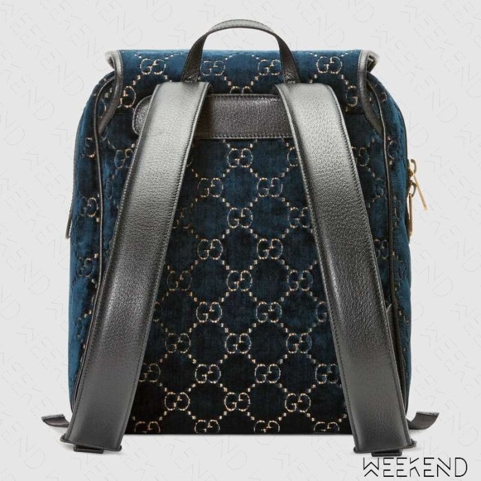 【WEEKEND】 GUCCI GG Velvet 絲絨 天鵝絨 後背包 藍色 574942 19早秋