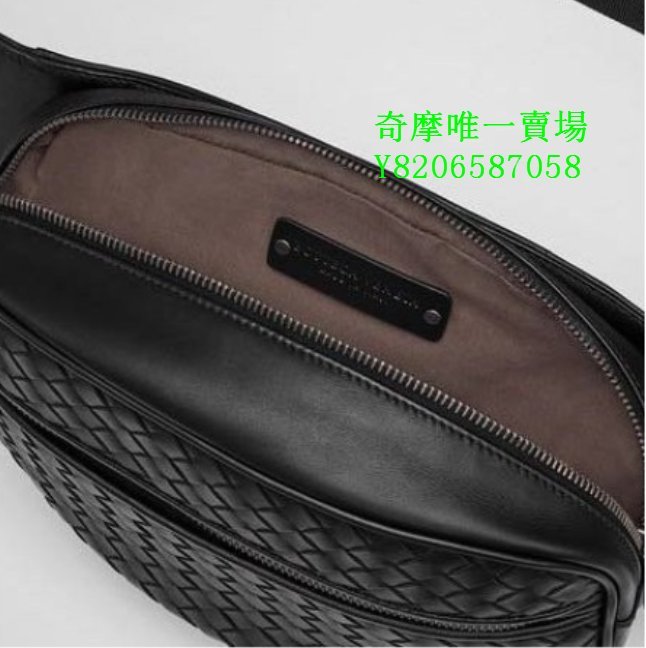 Bottega Veneta BV 黑色 小牛皮 編織 腰包 胸口包 520452 現貨