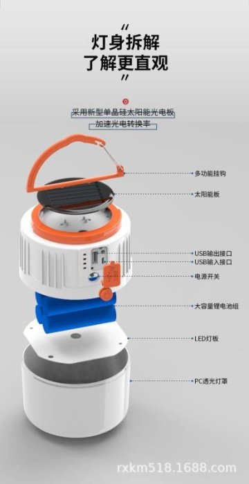 現貨手電筒戶外照明工具LED球泡燈夜市燈擺攤神器地攤燈太陽能野營燈可充電應急照明燈泡