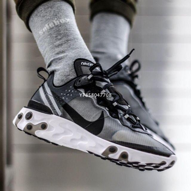 Nike Upcoming React Element 87 耐克 黑 半透明 百搭 休閒運動慢跑鞋 AQ1090-001 男