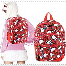 ♥小花花日本精品♥ Hello Kitty 抱蘋果多圖後背包背包大42063902