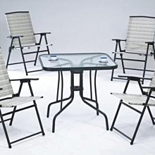 [家事達] 台灣OA-517-3/4 玻璃休閒方桌折合椅組(一桌4椅)-- 特價