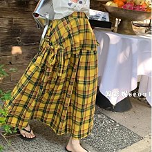 韓國小眾復古設計感高腰A字長裙