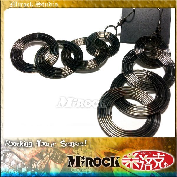 MIROCK米洛克🔥任選2件5折❗️日本涉谷新宿精品✰金屬電鍍鈦銀色連接環漩渦大圈圈耳環 一對｜精緻高質感｜送禮自用