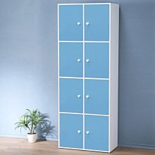 [家事達]NO-ONE 四層八門置物櫃/收納櫃-粉藍色 特價