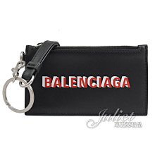 【茱麗葉精品】【全新精品】BALENCIAGA 巴黎世家 594548 印字LOGO牛皮證件零錢包.黑/紅 現貨