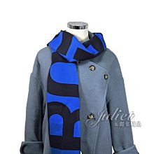 【茱麗葉精品】全新商品 BURBERRY 專櫃商品 8059892 撞色英字LOGO純羊毛保暖長圍巾.藍黑 現貨