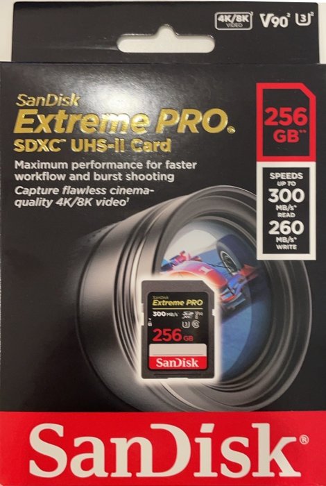 SanDisk 256GB 256G SDXC Extreme Pro 300MB/s SD V90 8K 相機記憶卡