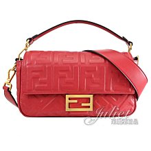 【茱麗葉精品】全新精品 FENDI 專櫃商品 8BR600 Baguette經典壓花皮革兩用法棍包.紅 現貨