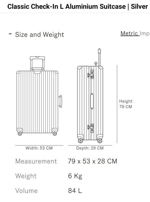 已售出台灣專櫃真品 RIMOWA CLASSIC FLIGHT 971.73.00.4 30吋 經典行李箱