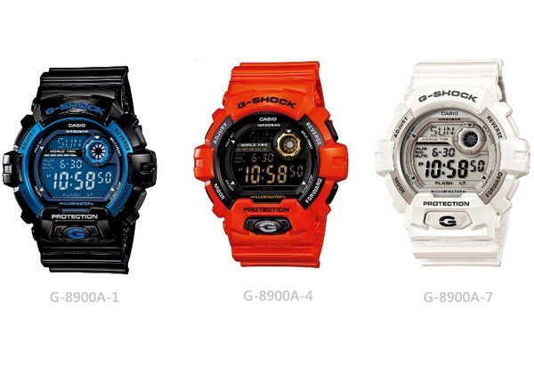 G-8900A-4橘紅G-8900A《台灣卡西歐公司貨》CASIO G-SHOCK超大LED液晶