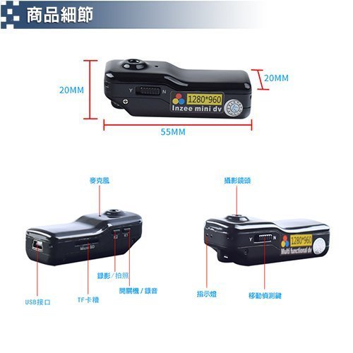 現貨 迷你攝影機mini dv 微型警用針孔攝影機 1280*960 錄影拍照錄音 蒐證密錄器 隱藏式偽裝型攝影機