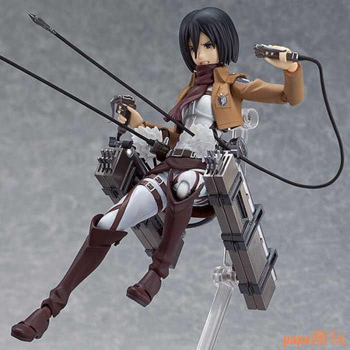 papa潮玩動漫進擊的巨人 Eren Mikasa Ackerman Levi Rivaille Figma PVC 可動人偶玩具收