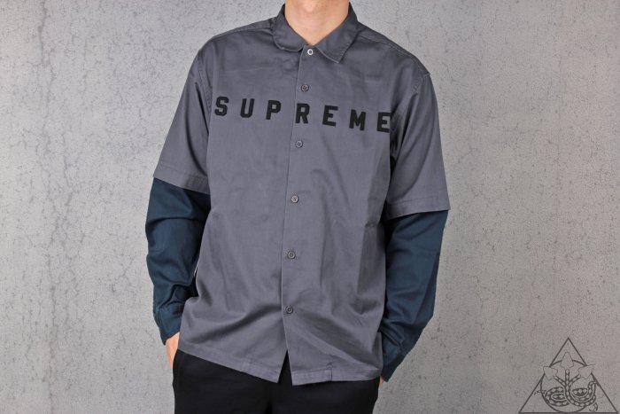 HYDRA】Supreme 2-Tone Work Shirt 貼布Logo 拼接工作襯衫【SUP460