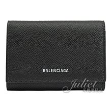 【茱麗葉精品】【全新精品】BALENCIAGA 巴黎世家 581099 燙印LOGO小牛皮釦式卡片零錢包.黑 預購