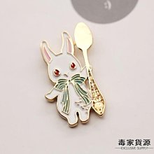 【免運】拿叉子的 可愛 兔子 胸針 勺子 餐具 徽章 少女心 動物 胸章 DJHY32926