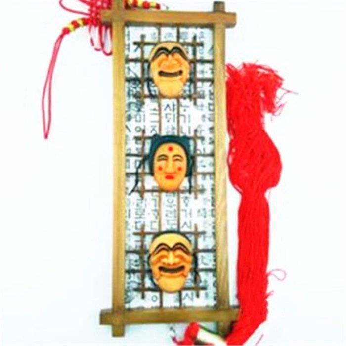 特賣-韓國相框假面民俗工藝品掛件木框韓式家居墻壁掛飾朝鮮族紀念品