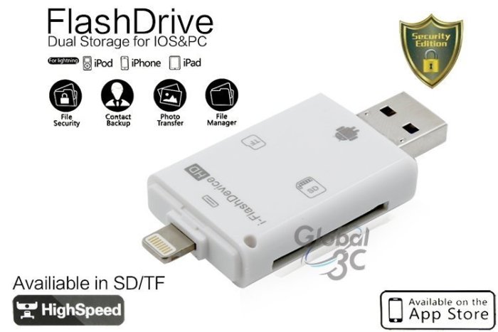iPhone6 6s Plus iPad Air2 用讀卡機 隨身碟 OTG 支援IOS9 i-FlashDrive