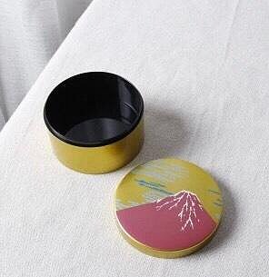 日本進口山中漆器赤富士首飾盒茶葉罐