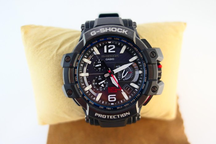 [吉宏精品交流中心]CASIO G-SHOCK 56mm 太陽能 GPS衛星電波 橡膠 飛行錶(盒卡全)