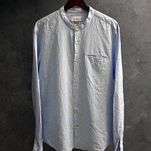 CA 西班牙品牌 PULL & BEAR 淺藍 棉麻混紡 長袖襯衫 XL號 一元起標無底價Q800