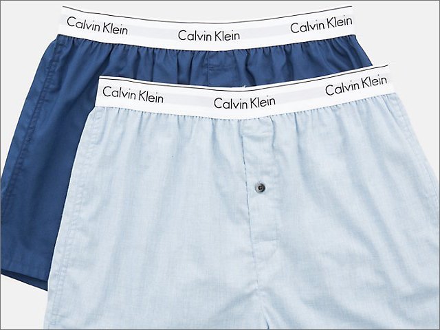 Calvin Klein CK 男內著 卡文克萊淺藍深藍色純棉寬鬆四角褲平口褲內褲 兩件一組M號 L號 愛Coach包包