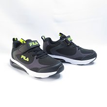 FILA 氣墊慢跑運動鞋 中童 魔鬼氈 抗菌防臭鞋墊 3J415X006 黑【iSport愛運動】