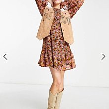 (嫻嫻屋) 英國ASOS-Violet Romance碎花圖案圓領宮廷袖洋裝 EC23