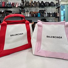 【茱麗葉精品】全新精品 BALENCIAGA 專櫃商品 339933 NAVY 厚帆布皮飾邊手提托特包.粉邊 現貨