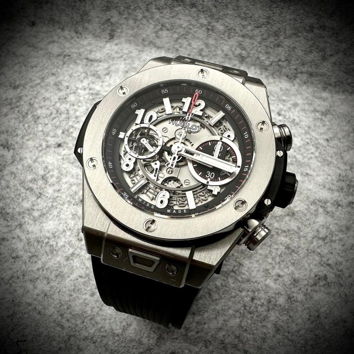 【森岱時計】Hublot Big Bang Unico Titanium 411.NX.1170.RX 宇舶 大爆炸 鈦金屬 飛返 九成五新 45mm 盒單全