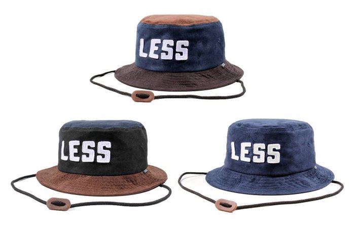 { POISON } LESS SPORT LOGO BUCKET HAT 麂皮帆布異素材拼接 OUTDOOR筒型漁夫帽