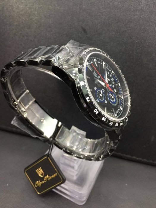 【金台鐘錶】【奧柏表 Olym Pianus】潛水風格多功能計時三眼腕錶 89011-3GB全黑