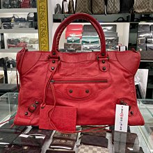 ㊣東區正精品㊣BALENCIAGA 132110 6480 WORK 巴黎世家紅色小釦機車包肩背包手提包RA1143