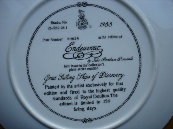 [美]英國百年名瓷Royal Doulton1989年骨瓷限量裝飾盤Endeavour