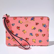 就愛精品店❤️ COACH 蜜桃粉色繽紛花朵PVC材質手拿包 #CA716