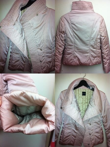 【100%真品】義大利品牌 MAXMARA 旗下PENNYBLACK 粉色立領/大翻領修身鋪棉外套