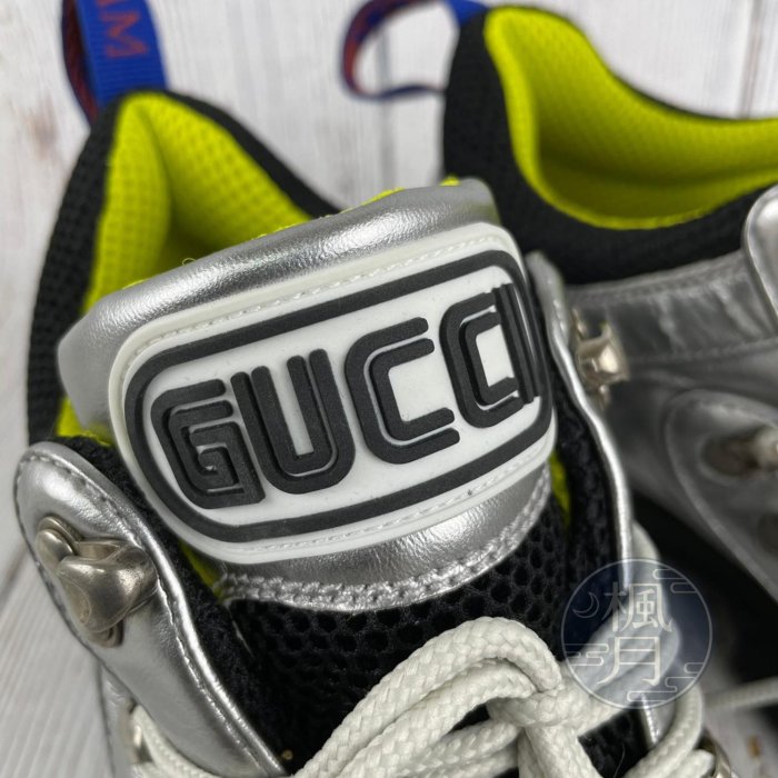 BRAND楓月 GUCCI 古馳 銀黑色 運動風LOGO球鞋 厚底 平底鞋 運動鞋 休閒鞋 鞋子 尺碼39號