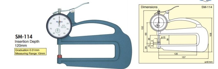 ☆壹陸捌☆TECLOCK 【 日本原裝】  SM-114-3A上下5 mm測頭厚度計  現貨供應特價中!!