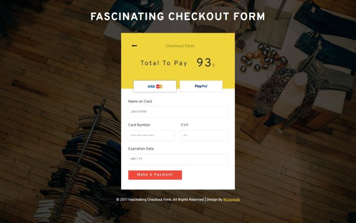 FASCINATING CHECKOUT FORM 響應式網頁模板、HTML5+CSS3、網頁特效  #10064