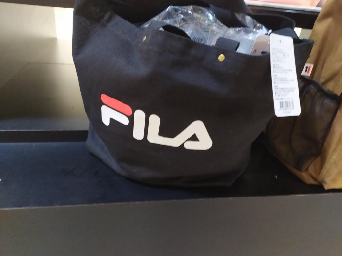 FILA LOGO BAG 黑色 大型 兩用帆布包 斜肩包BMU-9010