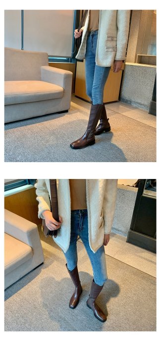 真皮長靴 DANDT 時尚真皮套筒鬆緊長靴（20 OCT B62793）同風格請在賣場搜尋 BLU 或 歐美女鞋