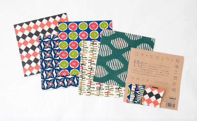 《散步生活雜貨-文具散步》日本製 COCHAE x 和染色工藝 懷舊 摺紙 色紙 15枚入-modern